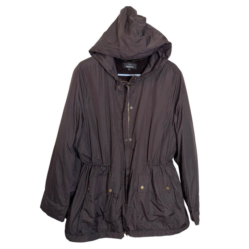 Dennis by Dennis Basso XL Dark Brown Parka Jacket Faux Fur Lined Hooded Gorp